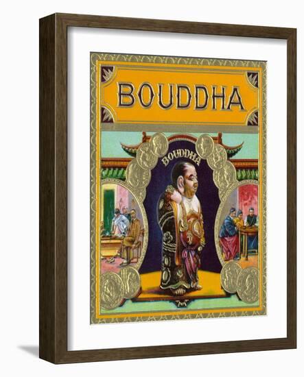 Bouddha Brand Cigar Outer Box Label, Misspelling of Buddha-Lantern Press-Framed Art Print