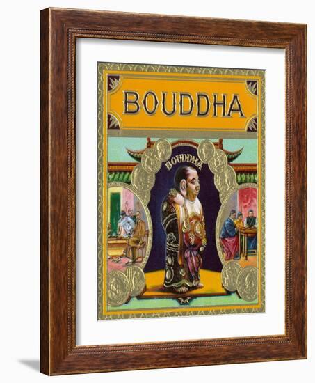 Bouddha Brand Cigar Outer Box Label, Misspelling of Buddha-Lantern Press-Framed Art Print