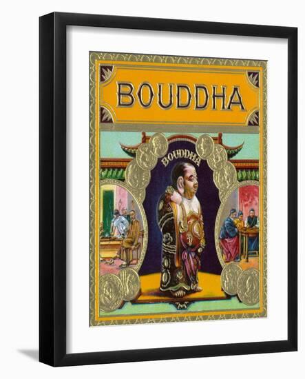 Bouddha Brand Cigar Outer Box Label, Misspelling of Buddha-Lantern Press-Framed Art Print