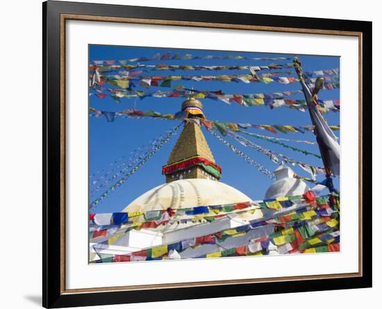 Boudhanath Stupa and Prayer Flags, Kathmandu, Nepal.-Ethan Welty-Framed Photographic Print