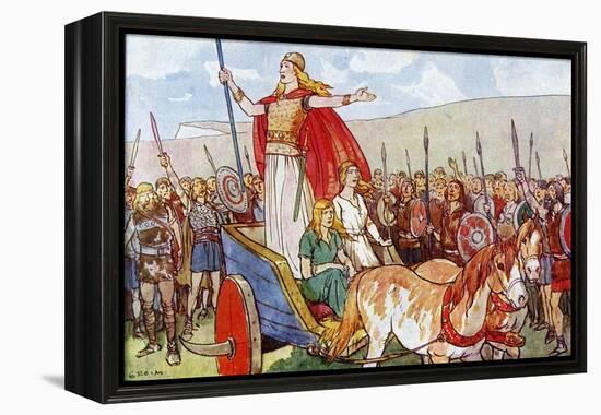 Boudicca with Her Two Daughters-George Morrow-Framed Stretched Canvas