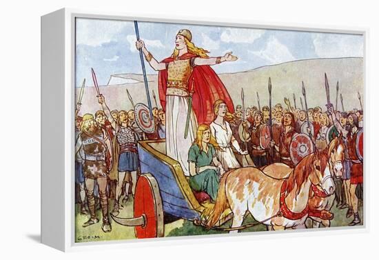 Boudicca with Her Two Daughters-George Morrow-Framed Stretched Canvas