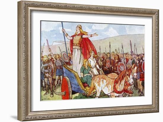 Boudicca with Her Two Daughters-George Morrow-Framed Art Print