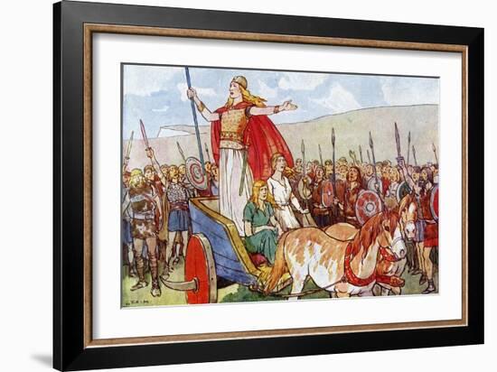 Boudicca with Her Two Daughters-George Morrow-Framed Art Print