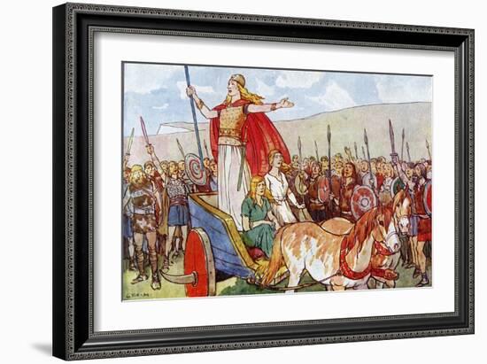 Boudicca with Her Two Daughters-George Morrow-Framed Art Print