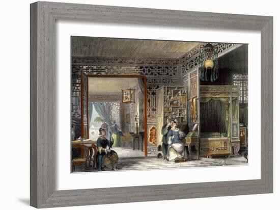 Boudoir and Bed-Chamber of a Lady of Rank, China in a Series of Views by George Newenham Wright-Thomas Allom-Framed Giclee Print