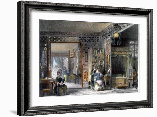Boudoir and bedchamber of a lady of rank, China, 1843-Thomas Allom-Framed Giclee Print