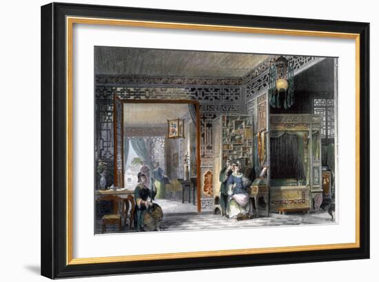 Boudoir and bedchamber of a lady of rank, China, 1843-Thomas Allom-Framed Giclee Print