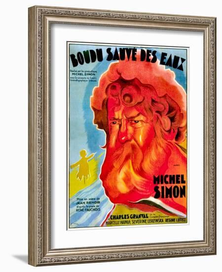 Boudu Saved From Drowning, (aka Boudu Sauve des Eaux), Michel Simon, French poster art, 1932-null-Framed Art Print