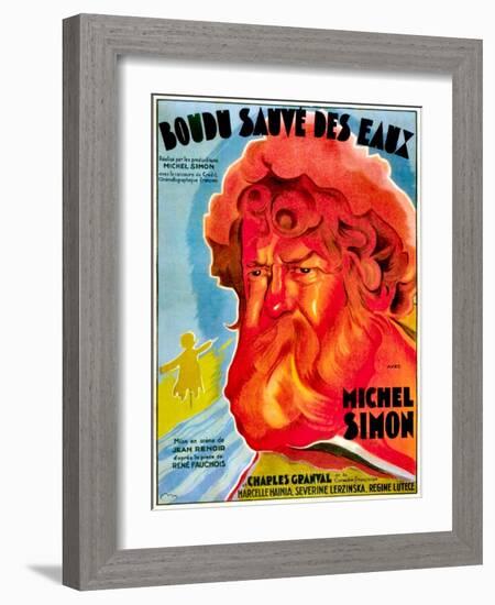 Boudu Saved From Drowning, (aka Boudu Sauve des Eaux), Michel Simon, French poster art, 1932-null-Framed Art Print