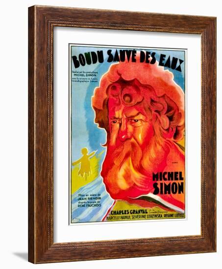 Boudu Saved From Drowning, (aka Boudu Sauve des Eaux), Michel Simon, French poster art, 1932-null-Framed Art Print