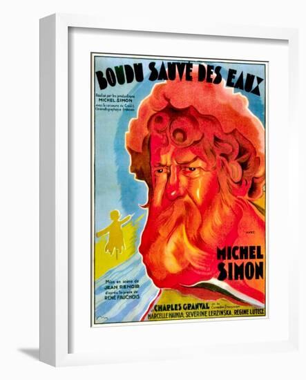 Boudu Saved From Drowning, (aka Boudu Sauve des Eaux), Michel Simon, French poster art, 1932-null-Framed Art Print