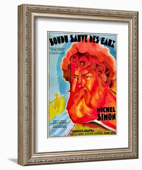 Boudu Saved From Drowning, (aka Boudu Sauve des Eaux), Michel Simon, French poster art, 1932-null-Framed Premium Giclee Print