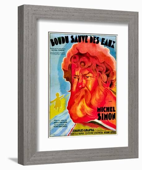 Boudu Saved From Drowning, (aka Boudu Sauve des Eaux), Michel Simon, French poster art, 1932-null-Framed Premium Giclee Print