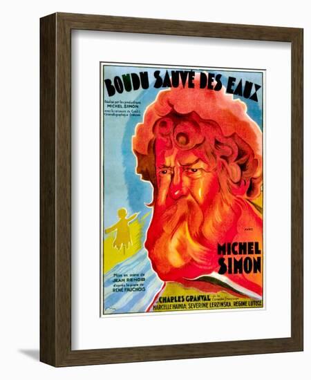 Boudu Saved From Drowning, (aka Boudu Sauve des Eaux), Michel Simon, French poster art, 1932-null-Framed Premium Giclee Print