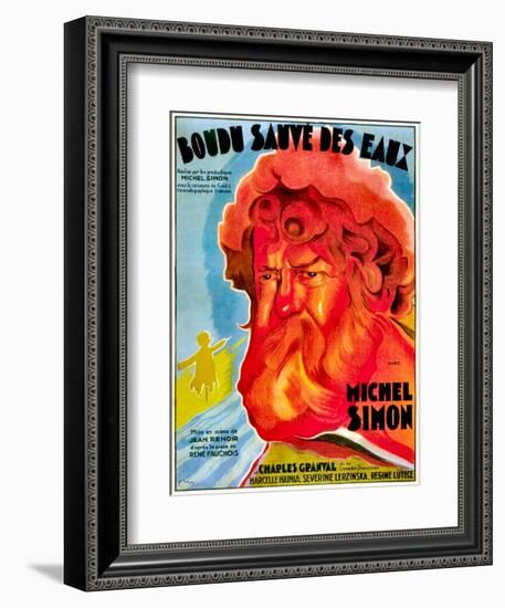 Boudu Saved From Drowning, (aka Boudu Sauve des Eaux), Michel Simon, French poster art, 1932-null-Framed Premium Giclee Print