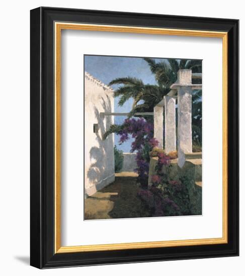 Bougainvillea and Palm Trees-Poch Romeu-Framed Giclee Print