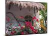 Bougenvilla Blooms Underneath a Thatch Roof, Puerto Vallarta, Mexico-Merrill Images-Mounted Photographic Print