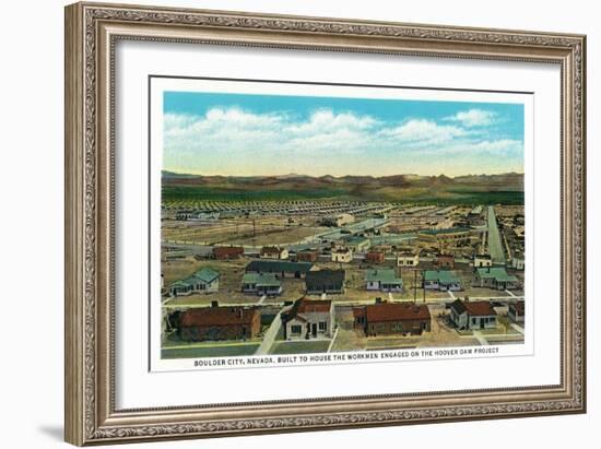 Boulder City, Nevada, Panoramic View of the Town for the Hoover Dam Workers-Lantern Press-Framed Art Print