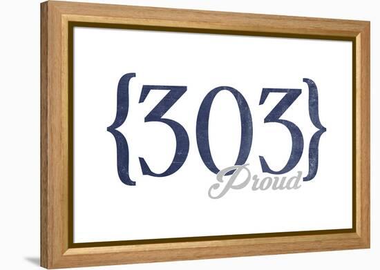 Boulder, Colorado - 303 Area Code (Blue)-Lantern Press-Framed Stretched Canvas