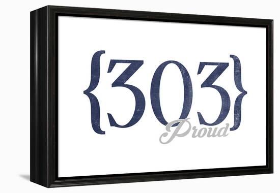 Boulder, Colorado - 303 Area Code (Blue)-Lantern Press-Framed Stretched Canvas