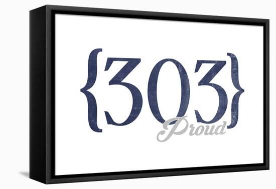 Boulder, Colorado - 303 Area Code (Blue)-Lantern Press-Framed Stretched Canvas