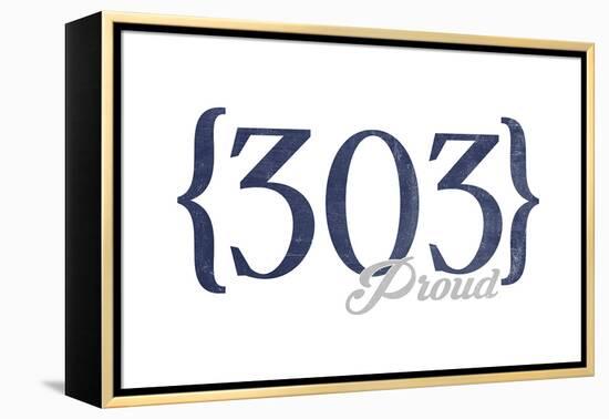 Boulder, Colorado - 303 Area Code (Blue)-Lantern Press-Framed Stretched Canvas