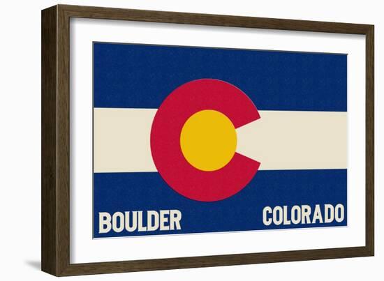 Boulder, Colorado - Colorado State Flag-Lantern Press-Framed Art Print