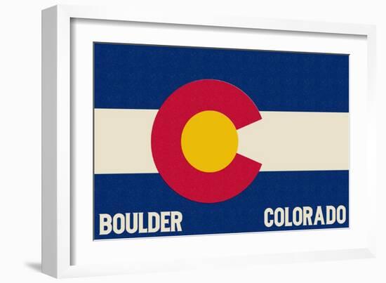 Boulder, Colorado - Colorado State Flag-Lantern Press-Framed Art Print