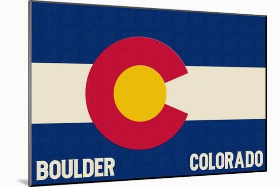 Boulder, Colorado - Colorado State Flag-Lantern Press-Mounted Art Print