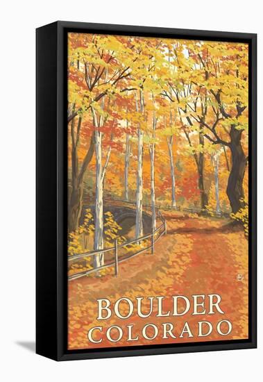 Boulder, Colorado - Fall Colors Scene-Lantern Press-Framed Stretched Canvas