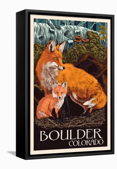 Boulder, Colorado - Fox and Kit-Lantern Press-Framed Stretched Canvas
