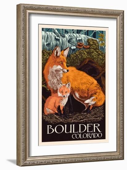 Boulder, Colorado - Fox and Kit-Lantern Press-Framed Art Print