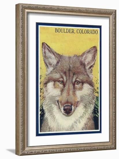 Boulder, Colorado - Gray Wolf Retro Poster-Lantern Press-Framed Art Print