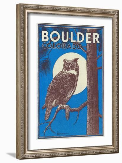 Boulder, Colorado - Horned Owl in the Moonlight - Vinatge Magazine Cover-Lantern Press-Framed Art Print