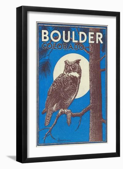 Boulder, Colorado - Horned Owl in the Moonlight - Vinatge Magazine Cover-Lantern Press-Framed Art Print