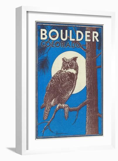 Boulder, Colorado - Horned Owl in the Moonlight - Vinatge Magazine Cover-Lantern Press-Framed Art Print