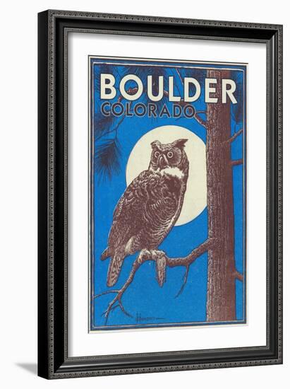 Boulder, Colorado - Horned Owl in the Moonlight - Vinatge Magazine Cover-Lantern Press-Framed Art Print