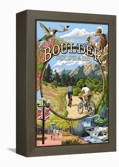 Boulder, Colorado - Montage Views-Lantern Press-Framed Stretched Canvas