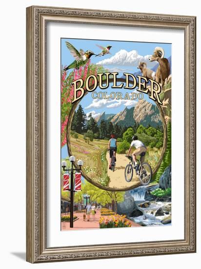 Boulder, Colorado - Montage Views-Lantern Press-Framed Art Print