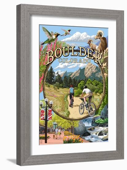 Boulder, Colorado - Montage Views-Lantern Press-Framed Art Print