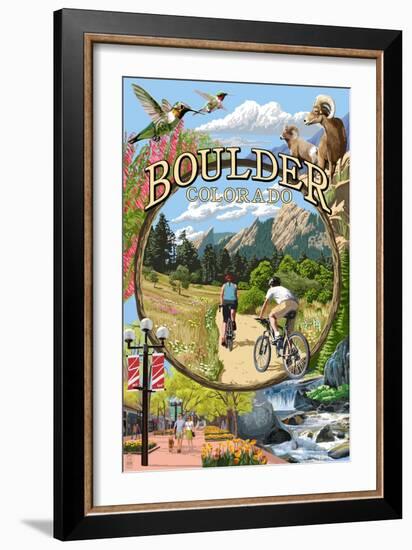 Boulder, Colorado - Montage Views-Lantern Press-Framed Art Print