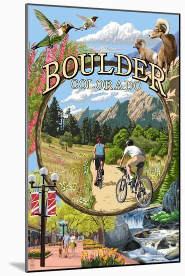 Boulder, Colorado - Montage Views-Lantern Press-Mounted Art Print