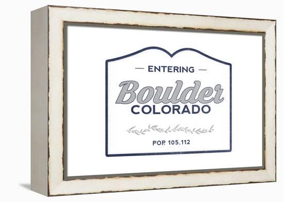 Boulder, Colorado - Now Entering (Blue)-Lantern Press-Framed Stretched Canvas