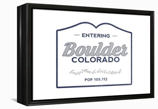 Boulder, Colorado - Now Entering (Blue)-Lantern Press-Framed Stretched Canvas