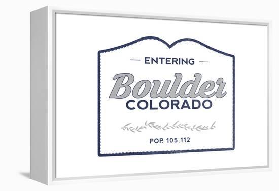 Boulder, Colorado - Now Entering (Blue)-Lantern Press-Framed Stretched Canvas