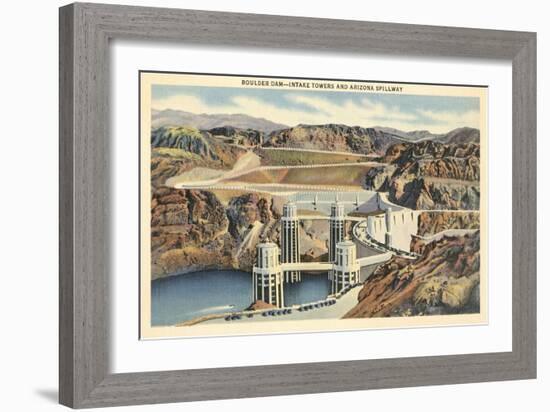 Boulder Dam and Arizona Spillway-null-Framed Art Print