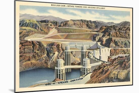 Boulder Dam and Arizona Spillway-null-Mounted Art Print