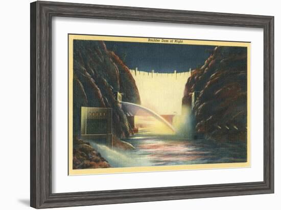 Boulder Dam at Night, Nevada-null-Framed Art Print