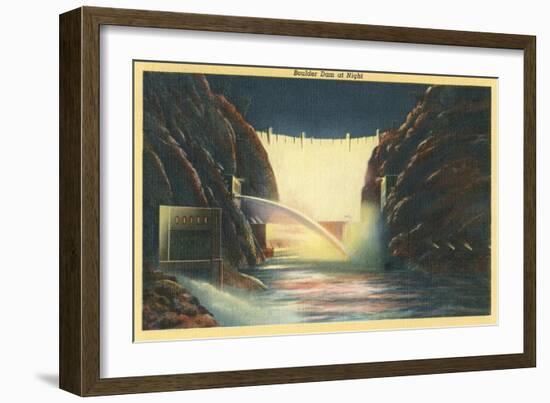 Boulder Dam at Night, Nevada-null-Framed Art Print